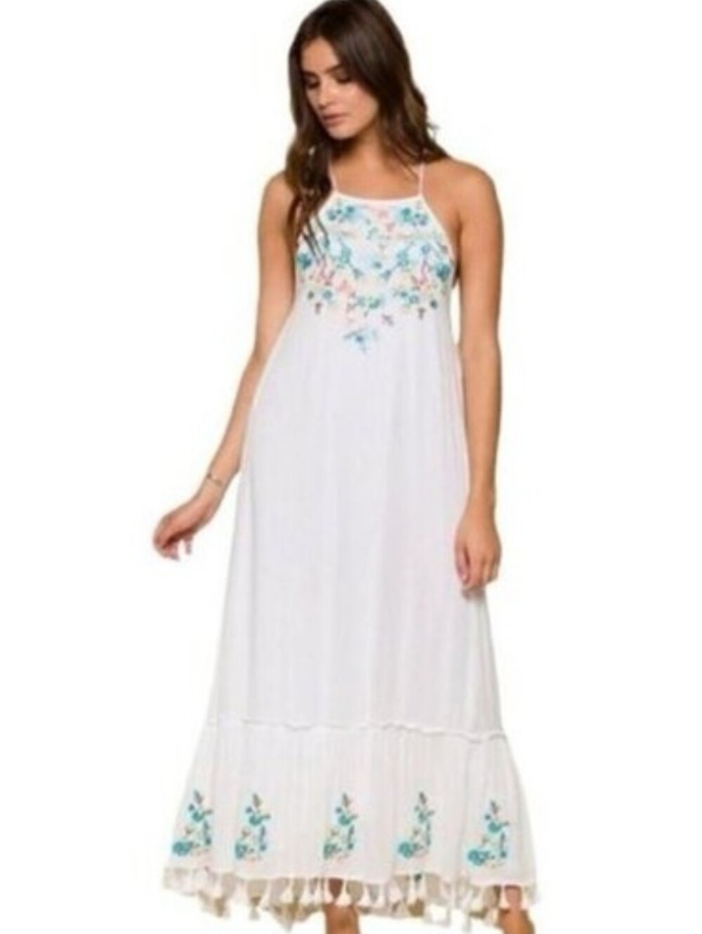 EUC Raga Ashlyn Floral Maxi Dress L Embroidery Anthro Boho Festival Worn Once!